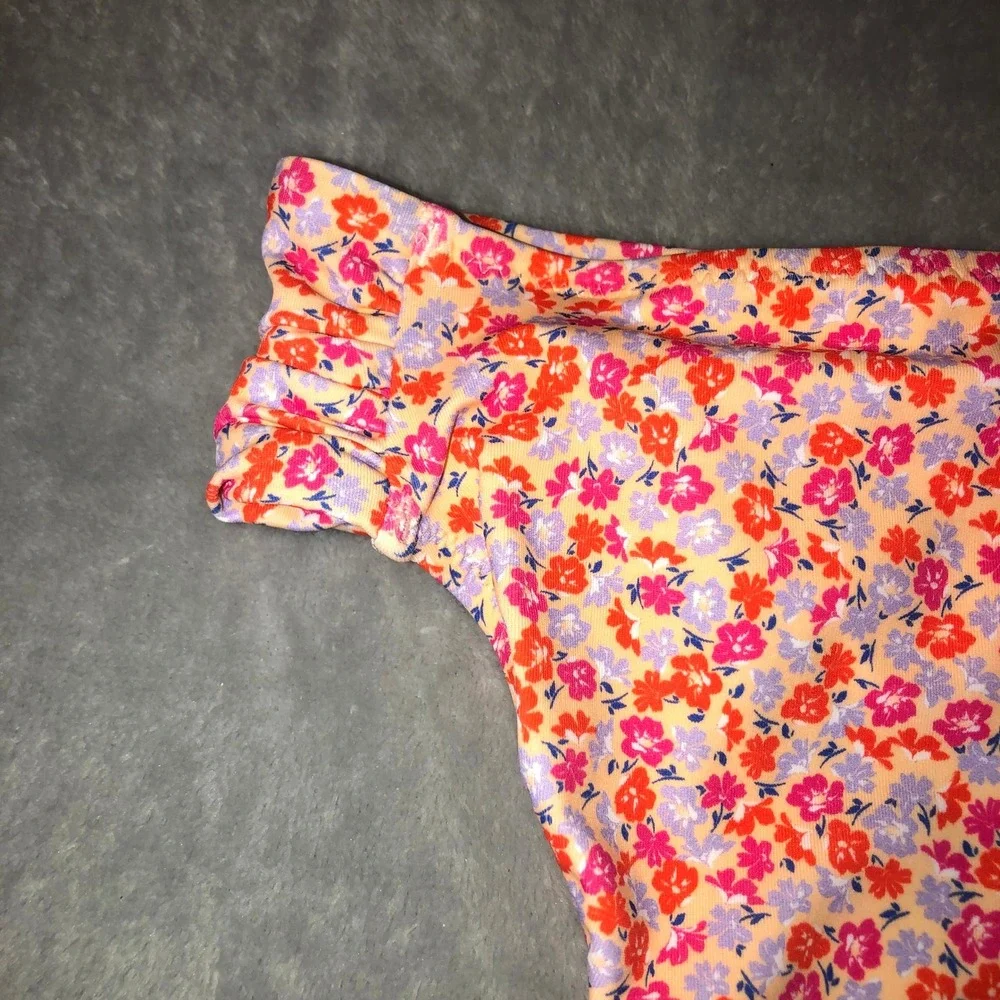 Amazon Essentials Womens XL Ruched Bikini Swim Bottom Peach Micro Floral UPF 50+
